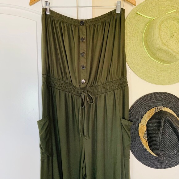 205 Collins by Forever 21 Hunter Green Military Style Romper/Jumpsuit | Size: XL - Picture 3 of 12